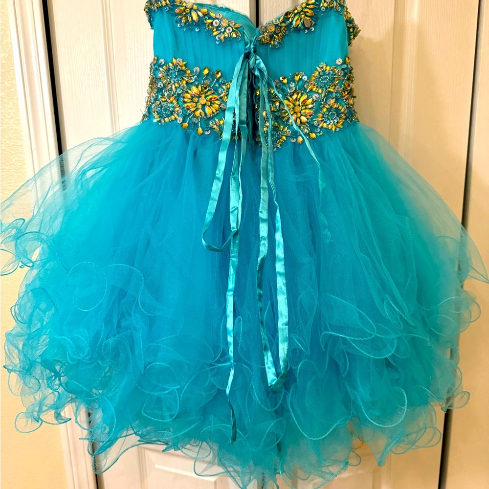 Fiesta Fashion mini dress in Turquoise. - Picture 2 of 4